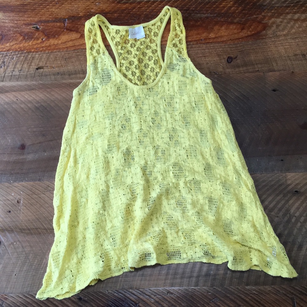 DELETTA for Anthropologie yellow lace tank, size S